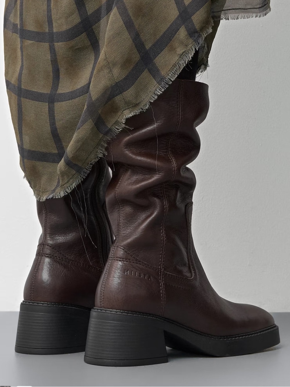 Miista Marlies Dark Brown Leather Mid-Calf Boot - Picture 3 of 3